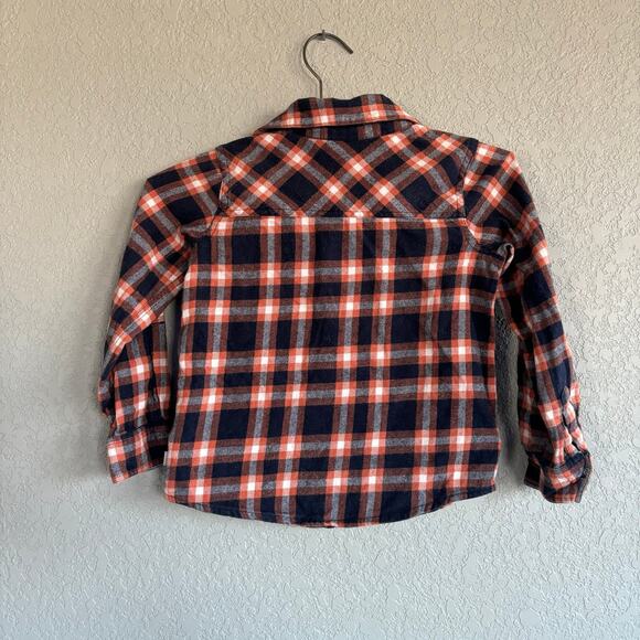 Tommy Bahama Boys 5T Flannel Collared Button Up Shirt Blue Orange Plaid - Picture 7 of 7
